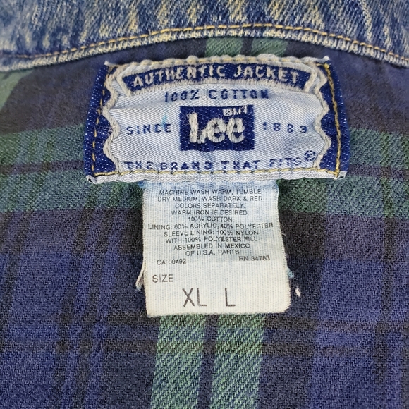Lee Storm Rider Blacket Lined Denim Jacket Insulated Blue Jean Jacket XL L - Picture 4 of 9
